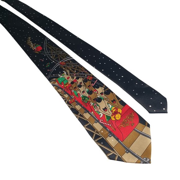 Noel Holiday Collection Mens Christmas Reindeer Roller Coaster Necktie Novelty - Picture 1 of 5